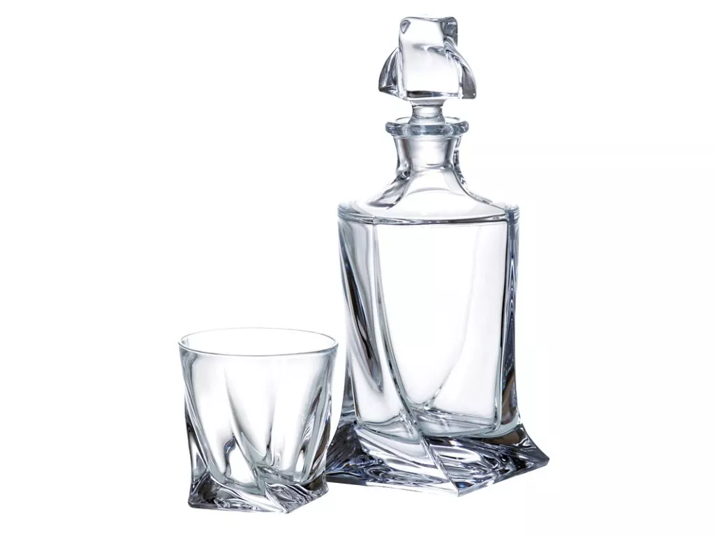 Whisky set Bohemia Crystal Quadro karafa + 6 pohárov