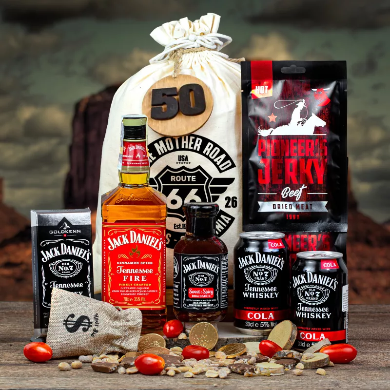 Darčekový kôš vo vreci Jack Daniels Fire