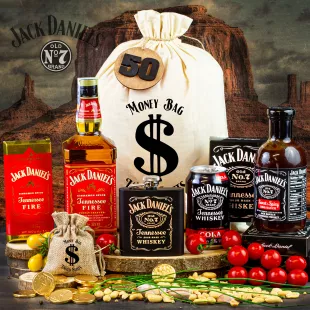 Darčekový kôš vo vreci Jack Daniels Fire